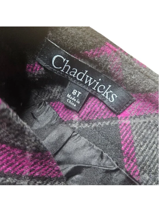 Chadwicks 8 Tall Black Gray Pink Plaid Wool A Line Skirt - Picture 7 of 9
